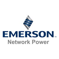 Emerson Network Power logo written in dark blue and grey color