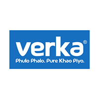 Verka written in white color with there tagline, phulo phalo, pure khao piyo